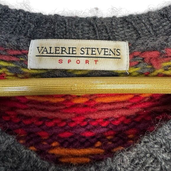 Vintage Wool Chunky Knit Nordic Sweater Womens Large V-Neck Pullover Holiday 90s - Picture 5 of 6